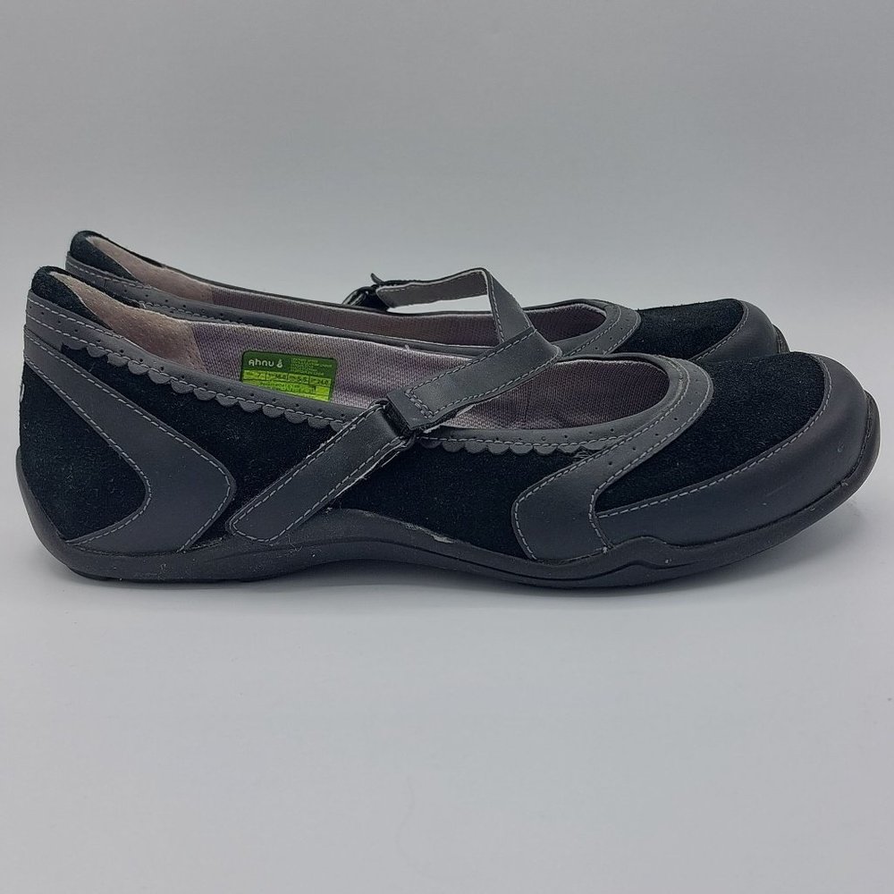 Ahnu Shoes Womens Size 7 Flat Mary Jane Black Suede Genuine Leather Comfort Walk